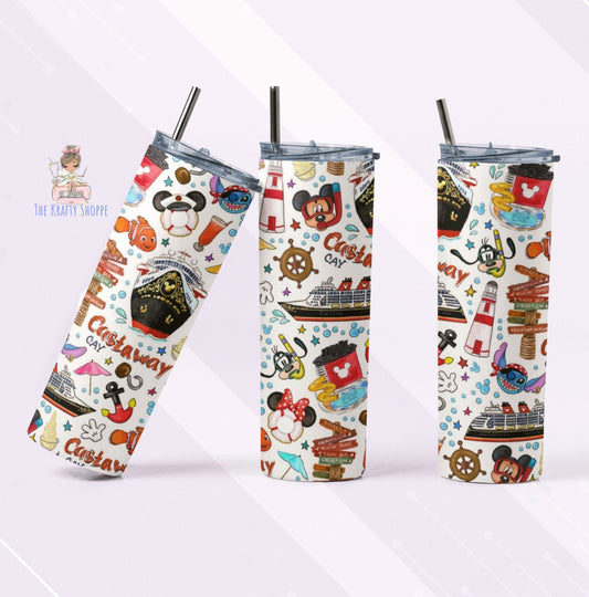 Disney cruise tumbler, Castaway Cay Tumbler, cruise tumbler,skinny tumbler, disney cruise line,cruise,kids tumblers