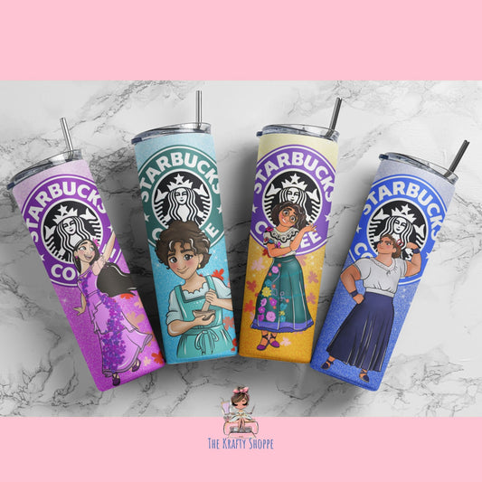 Disney Encanto coffee tumbler, Encanto coffee cup, Disney coffee, Mirabel, Isabella, Luisa,Bruno, Dolores, pepa,Encanto cups