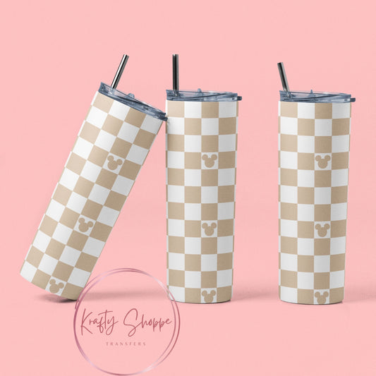 Beige Mickey Checkered tumbler, Lysol Tumbler, Disney Trip tumbler,skinny tumbler, Disney cups,tumblers, gifts