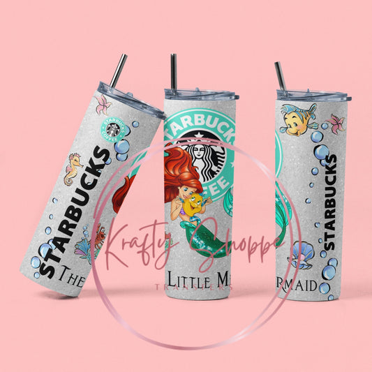 Ariel Silver tumbler, Little Mermaid tumbler, Mermaid tumbler,Ariel skinny tumbler, Tumblers, gifts